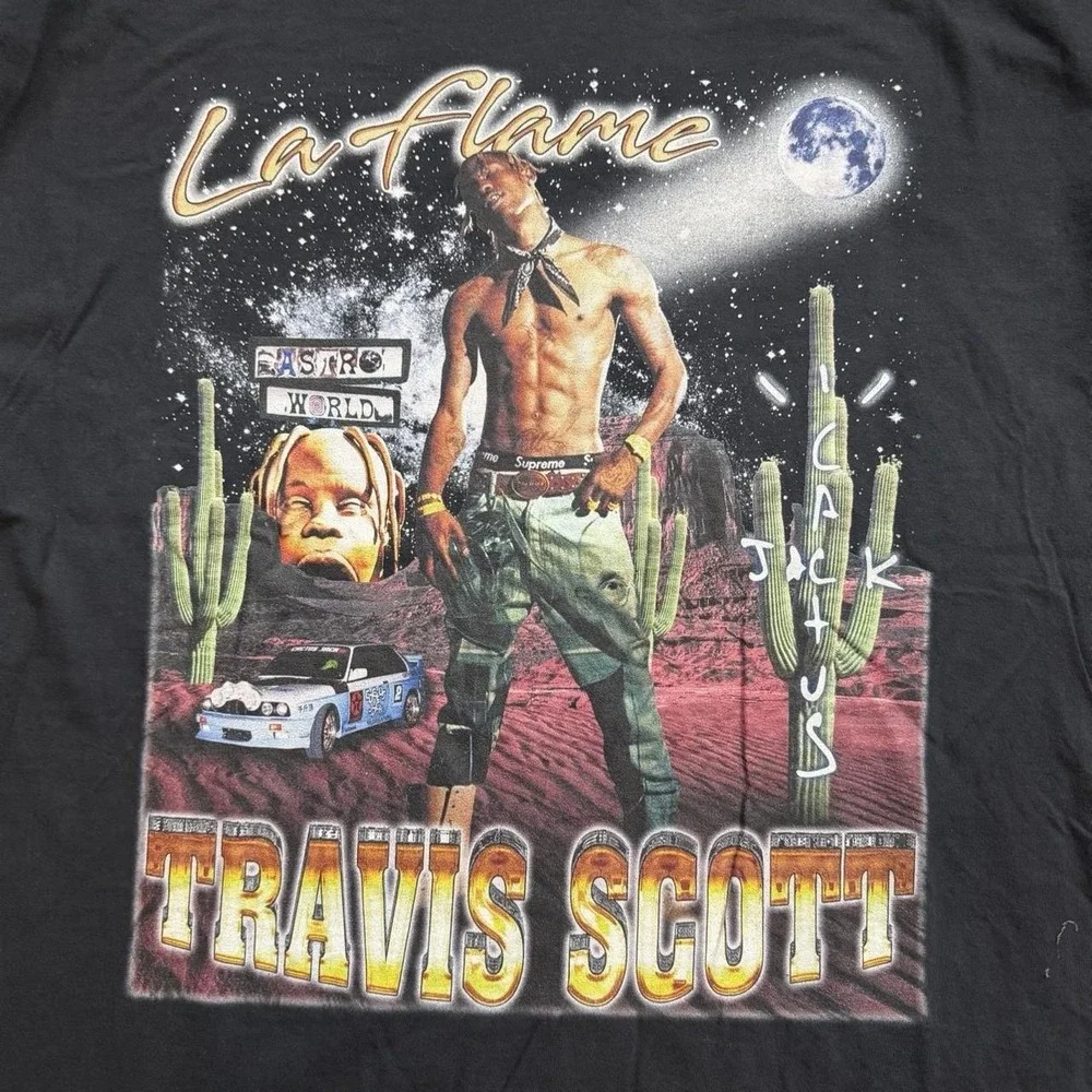 Travis Scott La Flame Cactus Jack Rap Tee Men's Size 2XL Streetwear